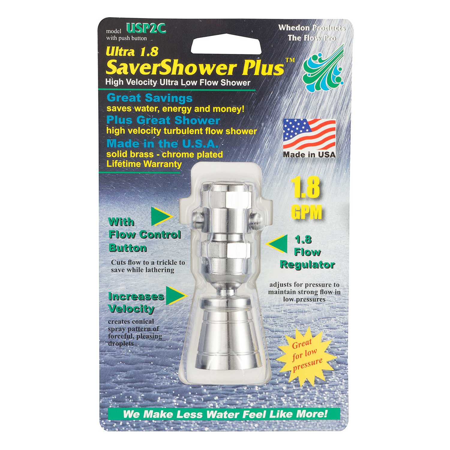 Whedon SaverShower Chrome Brass 2 settings Showerhead 1.8 gpm Ace