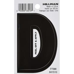 Hillman 3 in. Black Vinyl Self-Adhesive Letter D 1 pc