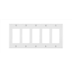 Leviton White 5 gang Thermoset Plastic Decorator Wall Plate 1 pk