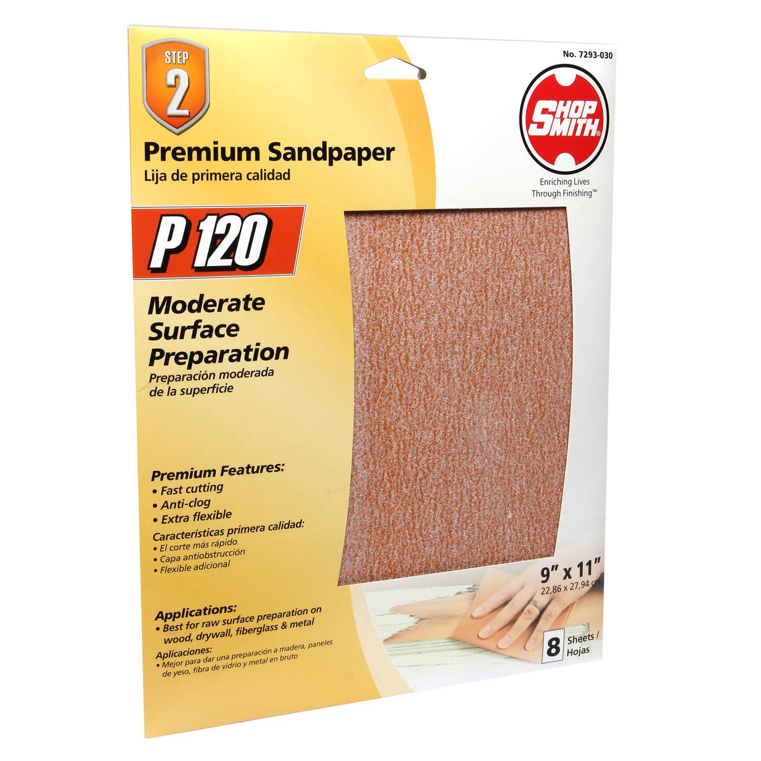 Shopsmith 11 in. L X 9 in. W 120 Grit Aluminum Oxide Sandpaper 8 pk