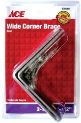 Ace 2-1/2 in. H X 3.75 in. W X 2-1/2 in. D Zinc Inside Wide Corner Brace