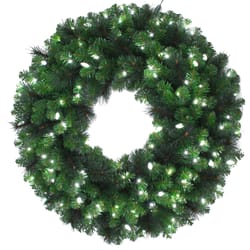 Celebrations Platinum 36 in. D LED Prelit Pure White Mixed Pine Christmas Wreath