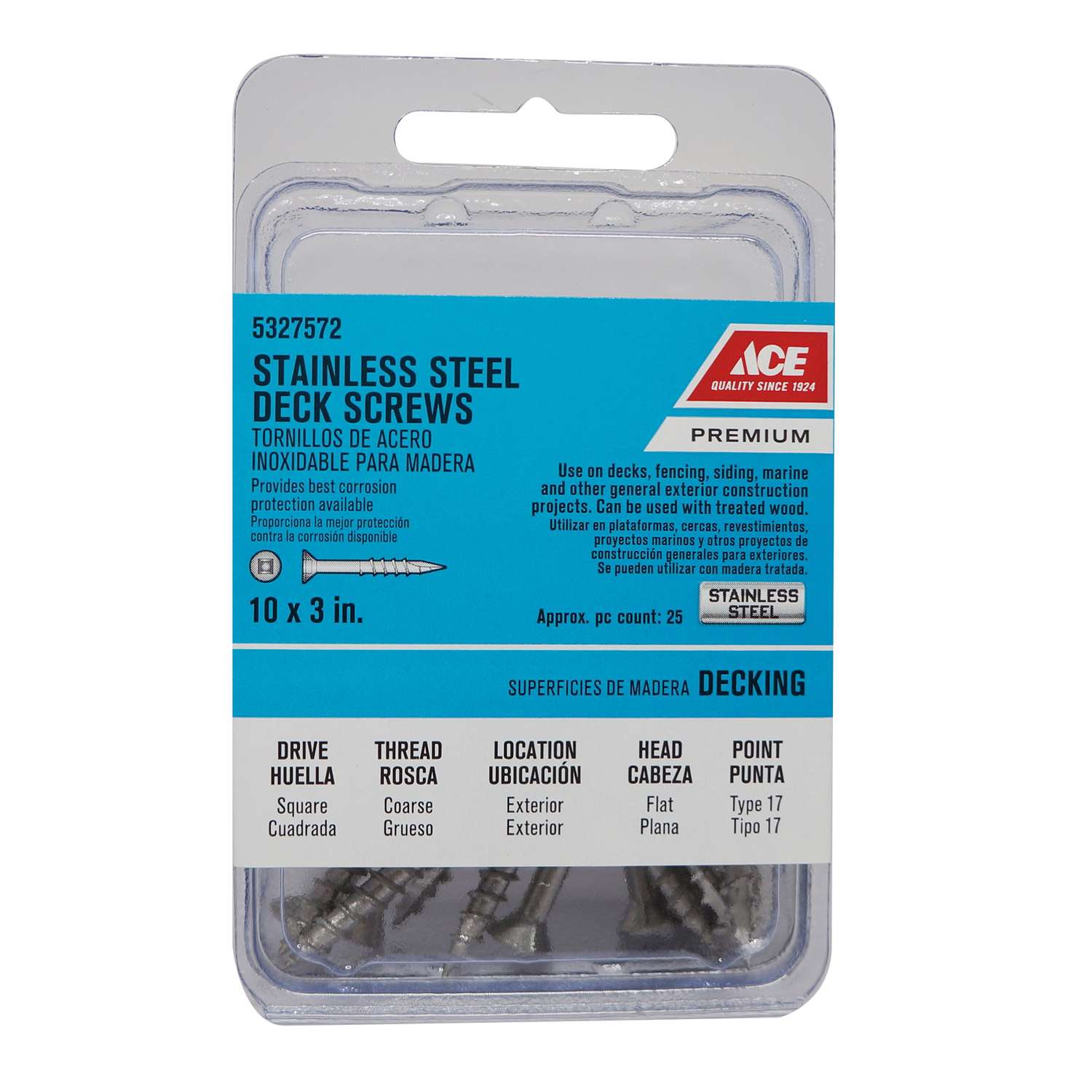 Ace No. 10 x 3 in. L Square Bugle Head Deck Screws 25 pk Ace Hardware
