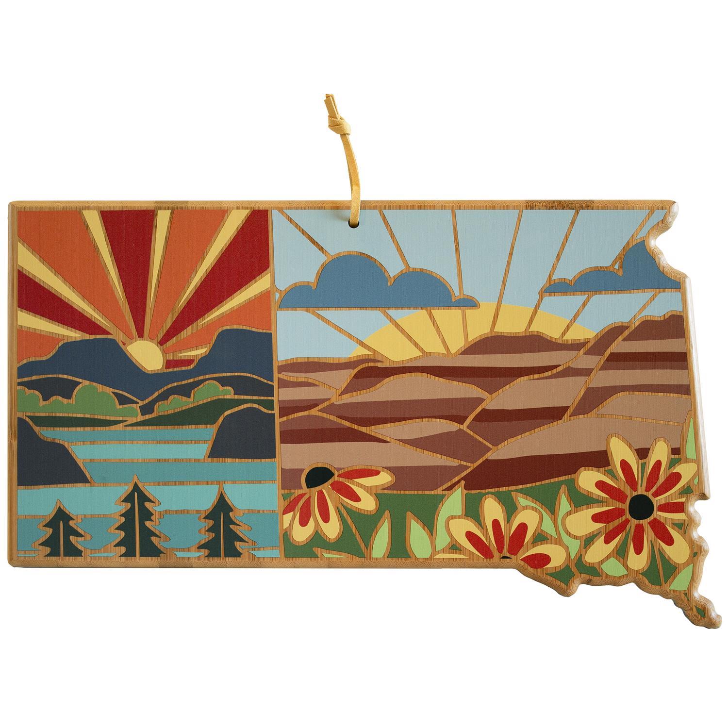 Totally Bamboo 10 in. L X 16 in. W X 1 in. Bamboo South Dakota Summer Stokes Serving & Cutting Board Sansujyuku sansujyuku.com