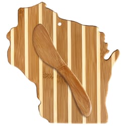 Totally Bamboo 7 in. L X 9 in. W X 1 in. Bamboo Striped Wisconsin Cutting Board with Spreader