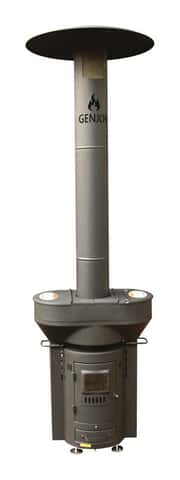 Q-Stoves Q-Flame 106000 BTU Wood Pellet Steel Modern Patio Heater