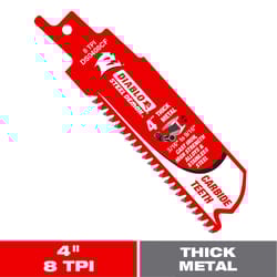Diablo Steel Demon 4 in. Carbide Tipped Thick Metal Reciprocating Saw Blade 8 TPI 1 pc