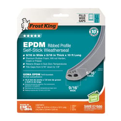 Frost King Gray EPDM Rubber Foam Weather Seal For Doors and Windows 10 ft. L X 0.32 in.