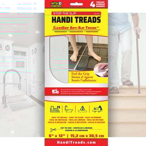 Handi-Treads 6 in. W X 12 in. L Unfinished Clear Vinyl Anti-Slip Treads Handi-Treads 6 in. W X 12 in. L Unfinished Clear Vinyl Anti-Slip Treads
