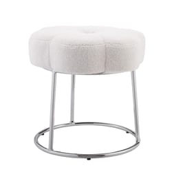 Linon Home Decor Braeside White Fabric Cushioned Stool Chair 1 pk