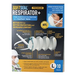 SoftSeal N95 Multi-Purpose Premium Disposable Particulate Respirator Valved White L 10 pk