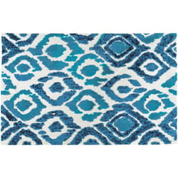 Simple Spaces 20 in. W X 30 in. L Blue/Green Ikat Polyester Accent Rug