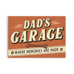 P. Graham Dunn 12 in. H X .025 in. W X 16 in. L Brown Metal Dad's Garage Sign