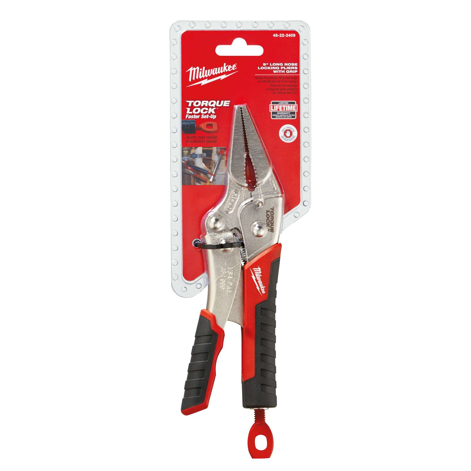 Milwaukee Torque Lock 9 in. Alloy Steel Long Nose Pliers Red 1