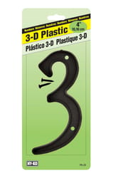 Hy-Ko 4 in. Black Plastic Nail-On Number 3 1 pc