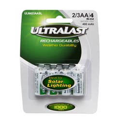 UltraLast Ni-Cad 2/3AA 1.2 V 0.4 mAh Solar Rechargeable Battery 4 pk