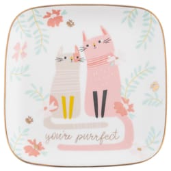 Karma 5 in. W X 5 in. L Multicolored Ceramic Flora Square Cat Trinket Tray