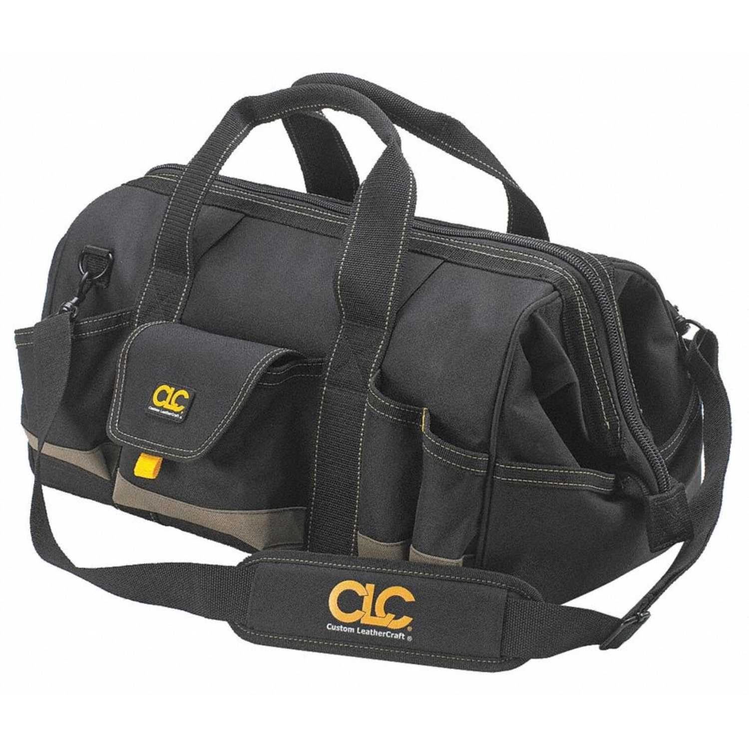 CLC Work Gear MegaMouth 2.75 in. W x 12 in. H Polyester Tool Bag 25 pocket Black/Tan 1 pc. Ace