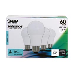 Feit Enhance A19 E26 (Medium) LED Bulb Daylight 60 Watt Equivalence 4 pk