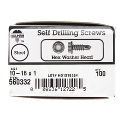 HILLMAN No. 10 X 1 in. L Hex Hex Washer Head Sheet Metal Screws 100 pk