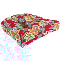 Jordan Manufacturing Red Floral Polyester Wicker Seat Cushion
