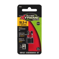 Blu-Mol Xtreme Slotted #3/#4 X 1 in. L Screwdriver Bit S2 Tool Steel 2 pc