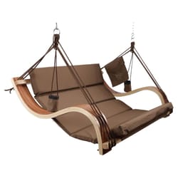 SoCo Swings Charleston 2 Person Wood Hanging Swing Lounger Brown