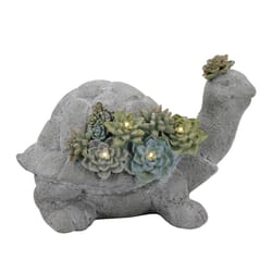 INFINITY Resin/Stone Gray 7 in. Turtle Garden Statue
