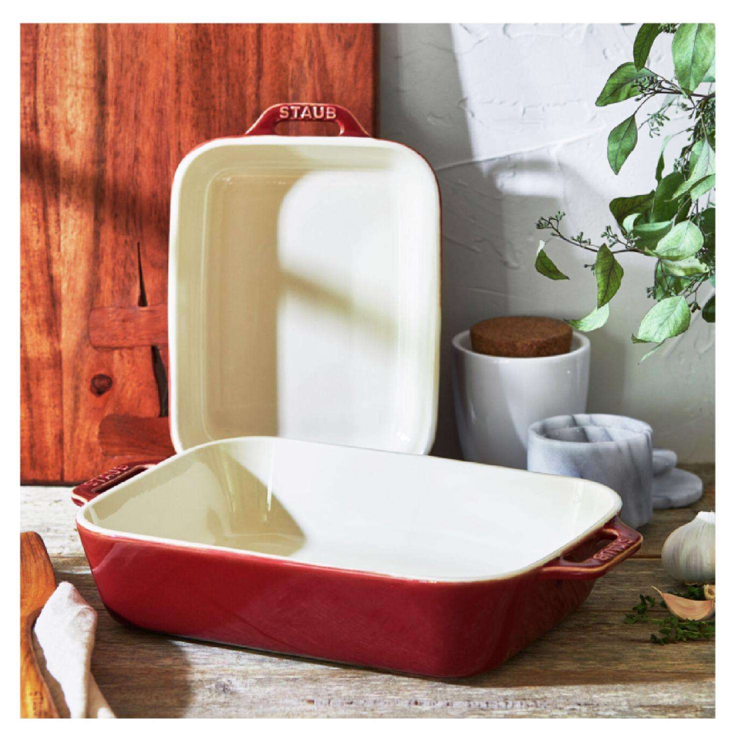 Staub Ceramic - Rectangular Baking Dishes/ Gratins 3-pc, Rectangular Baking  Dish Set, cherry