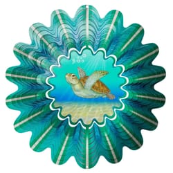 Spinfinity Designs Multi-color Stainless Steel 12 in. Animated Sea Turtle Large Outdoor Spinner
