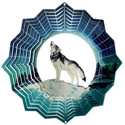 Spinfinity Designs Multi-color Stainless Steel 12 in. Wolf Large Outdoor Spinner