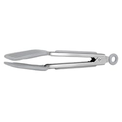 Tovolo Oyster Gray Silicone/Stainless Steel Turner Tongs