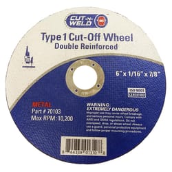 Spring Creek Products 6 in. D X 7/8 in. Cut-Off Wheel 1 pk