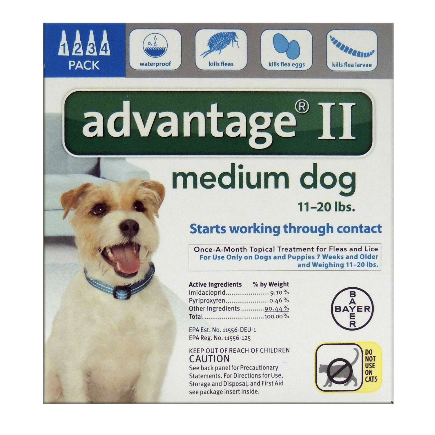 Bayer Advantage II Liquid Dog Flea Drops Imidacloprid/Pyriproxyfen 0.14
