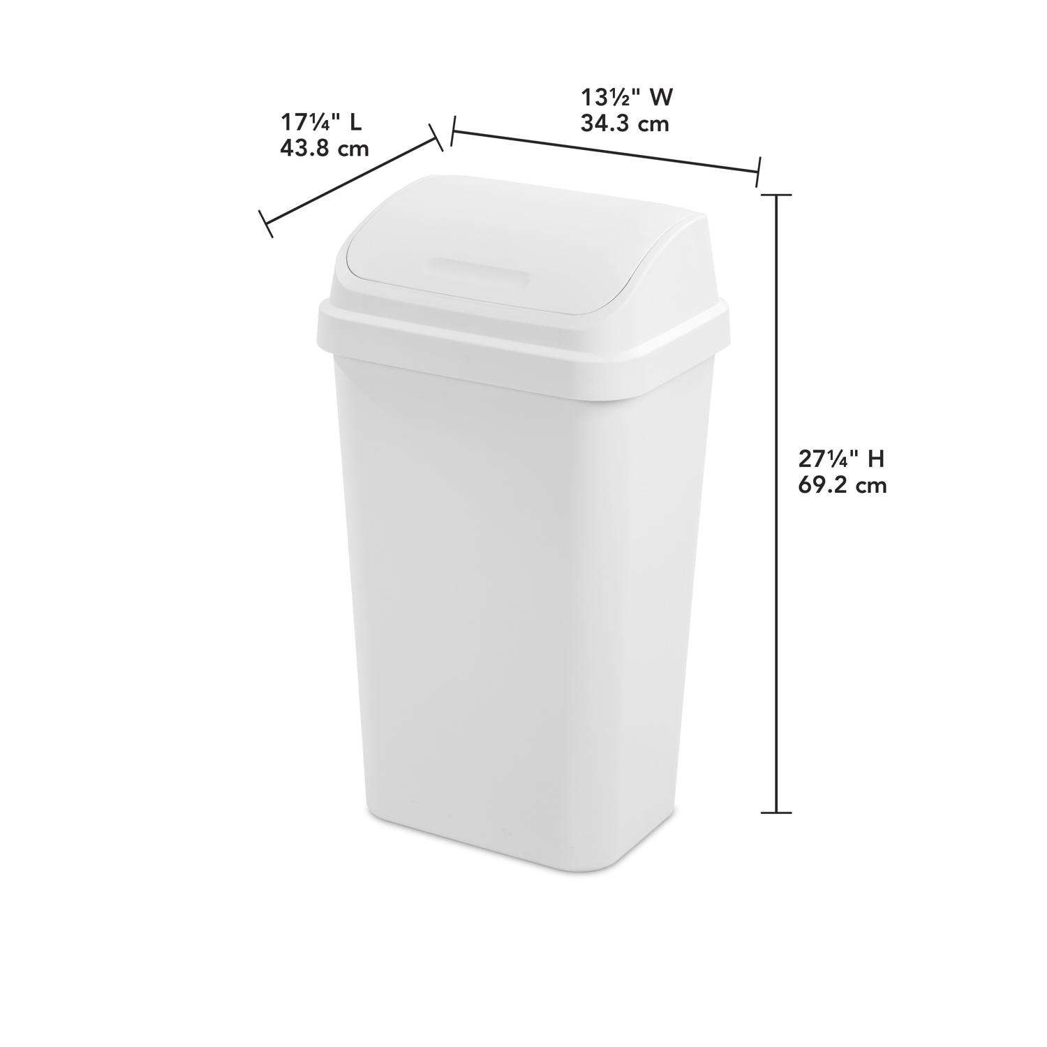 Sterilite Swingtop Wastebasket, Black, 13 gallon