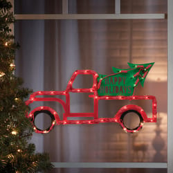 IG Design Multicolored Truck and Tree Silhouette Window Decoration 14 in.