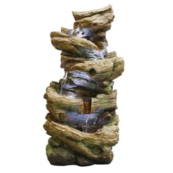 Alpine Resin Brown 24 in. H Tree Trunk Log Fountain