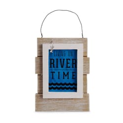 Pavilion We People 5.25 in. H X 0.5 in. W X 4 in. L Rustic Blue/White MDF Hanging Plaque