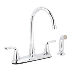 Homewerks Exquisite Two Handle Chrome Kitchen Faucet Side Sprayer Included