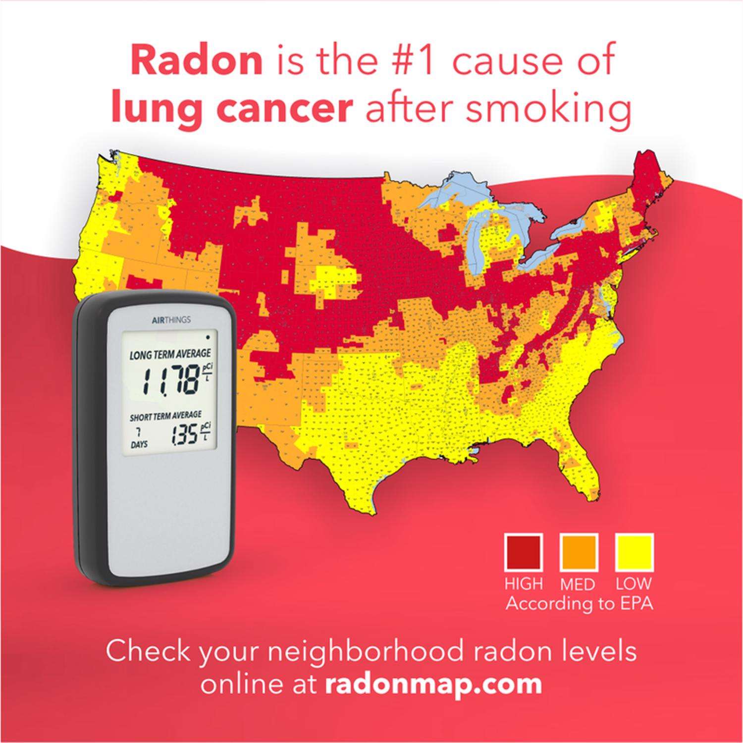 Corentium Home battery-powered digital radon gas detector and monitor