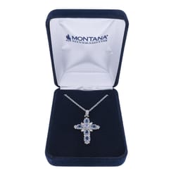 Montana Silversmiths Women's River of Lights Cross Blue/Silver Necklace Water Resistant