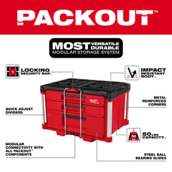 Milwaukee PACKOUT 22 in. Modular 3-Drawer Multi Drawer Tool Box Black/Red