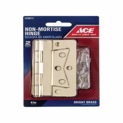 Ace 3.75 in. W X 4 in. L Bright Brass Brass Non-Mortise Hinge 2 pk