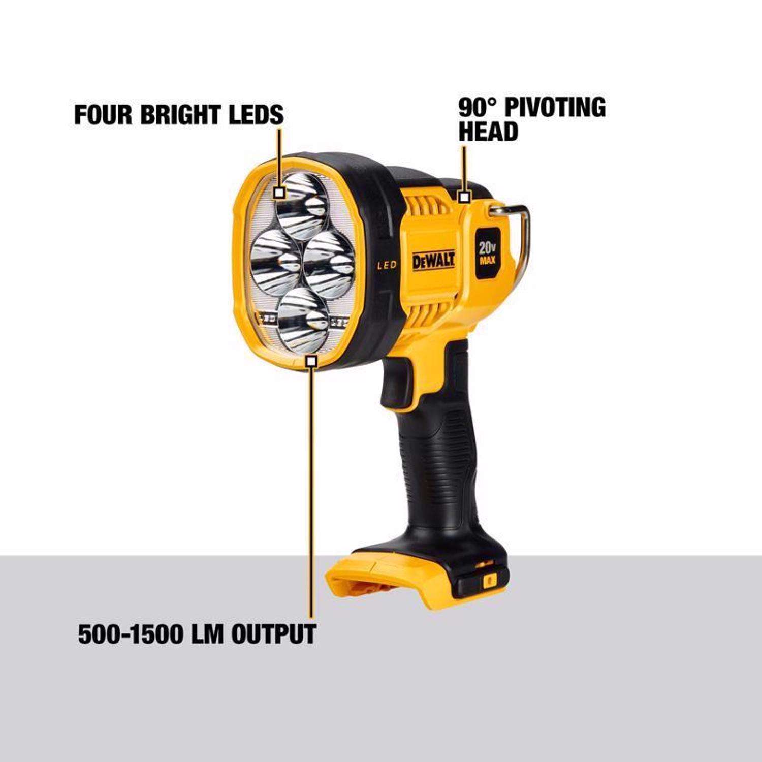 DeWalt 20V MAX 1500 lm Black Yellow LED Jobsite Spotlight Mfr DCL043 Ace Hardware