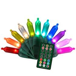 Celebrations Platinum LED T5 Multicolored 50 ct String Lights w/Remote Christmas Lights 25 ft.