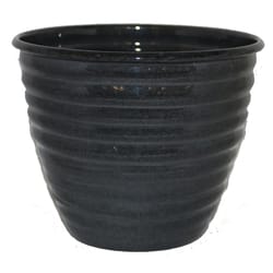 Robert Allen Ironstone 12 in. D Metal Norwood Planter Black