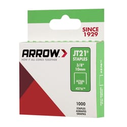 Arrow JT21 7/16 in. W X 3/8 in. L 23 Ga. Wide Crown Light Duty Staples 1000 pk