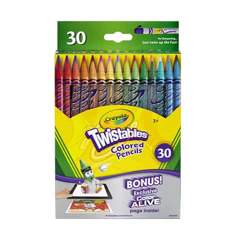 Crayola Twistables 687409 Colored Pencil With Pouch - Assorted Lead - Clear  Barrel - 30 / Pack