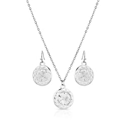 Montana Silversmiths Women's Engraved Floral Silver Jewelry Sets Water Resistant