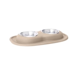 WeatherTech Tan Resin/Stainless Steel 16 oz Pet Bowls with Mat For Cats/Dogs